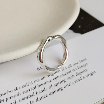 China Retro Casual/Sporty M Letter Wave 925 Sterling Silver Adjustable Ring for sale