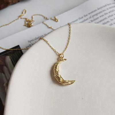 China Casual/Sporty Wave Crescent Moon 925 Sterling Silver Fashion Necklace for sale