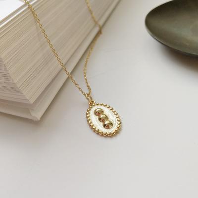 China Casual/Sporty Simple Ellipse of Geometry Pearl 925 Sterling Silver Necklace for sale