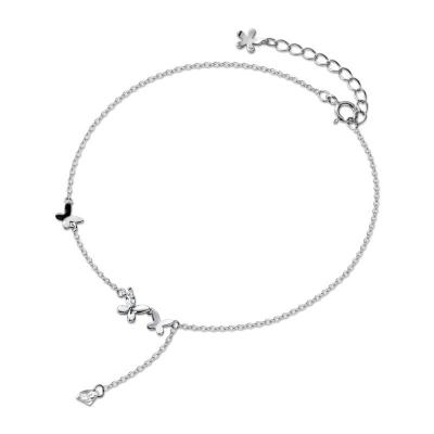 China Double Butterfly 925 Sterling Silver Casual/Sporty Girl Flower Anklet for sale