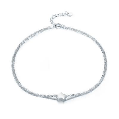 China Fashion Five Star Casual/Sporty 925 Sterling Silver Double Layer Anklet for sale