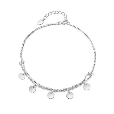 China Casual/Sporty Fashion Dangle Bean 925 Sterling Silver Double Layer Foot Anklet for sale