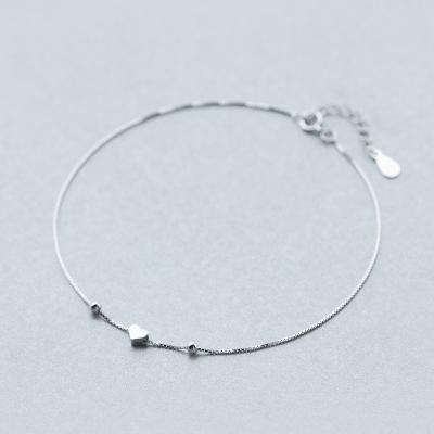 China Casual/Sporty Sweet Love Heart 925 Sterling Silver Foot Anklet for sale