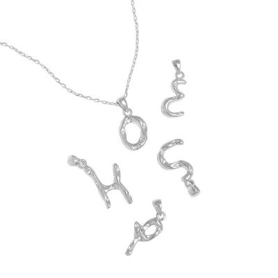 China A-Z Irregular Simple Casual/Sporty 925 Sterling Silver Letters Pendant for sale