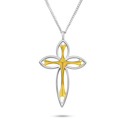 China Cross 925 Sterling Silver DIY Golden Pendant Casual / Sporty Elegant Hollow for sale