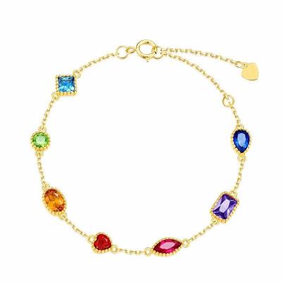 China Casual/Sporty Colorful Geometry CZ 925 Sterling Silver Bracelet for sale