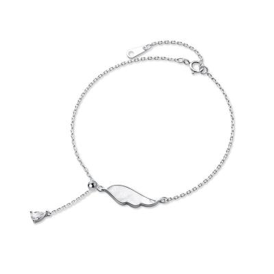 China Vacation Casual/Sporty White Wings CZ 925 Sterling Silver Bracelet for sale