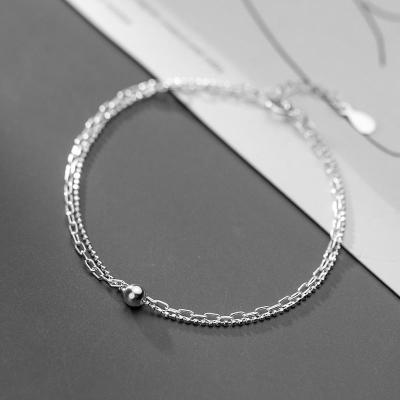 China Casual/Sporty Pearl Girl Double Layer Cavity Chain 925 Sterling Silver Bracelet for sale