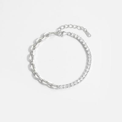 China Casual/Sporty Simple Hollow Mount 925 Sterling Silver Chain CZ Bracelet for sale