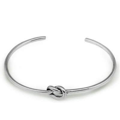 China Open Size 925 Sterling Silver Cuff Bracelet Bangle Casual/Sporty Love Knot Single for sale