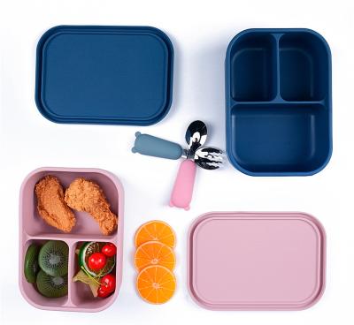 China Freshness Preservation Custom Bento Box Portable Bpa Free Silicone Bento Kids Lunch Boxes For School Kids for sale