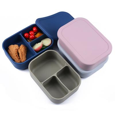 China Freshness Preservation Wholesale Bento Fiambrera Para 3 Compartment Leakproof Portable Bpa Free Ninos Fiambrera De Silicona for sale