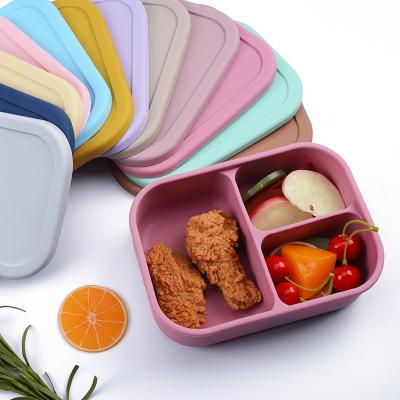 China Freshness Preservation Reusable Leakproof Portable Microwave Safe Food Grade Silicone Lunch Bento Box Kids Silicone Lunch Boxes For Children Kids for sale