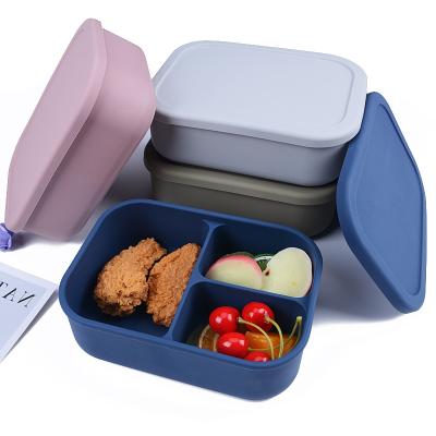 China Microwave Dishwasher Safe Reusable Portable Leakproof Bpa Free Silicone Children Lunch Box Set Microwave Safe Wholesale Bento Boxes for sale