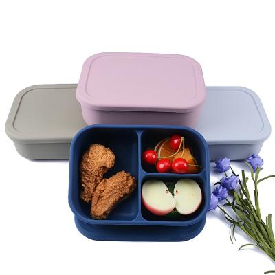 China Microwave Dishwasher Safe Custom Portable Microwave Reusable Bpa Free Silicone Lunch Bento Snack Box Sublimation Lunch Box Fork for sale