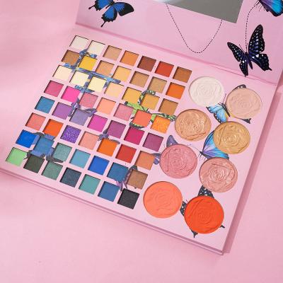 China Custom 54 Color Eyeshadow Palette Eyeshadow Palette Waterproof Eyeshadow Palette Pans and 8 Highlighter Bars for sale