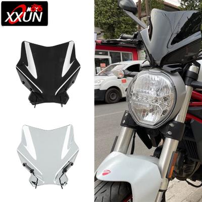 China Plastic PC+Steel XXUN Motorcycle Accessories Windshield Windshield Wind Deflector For Ducati Monster 821 797 1200/S/R 2014-2021 for sale