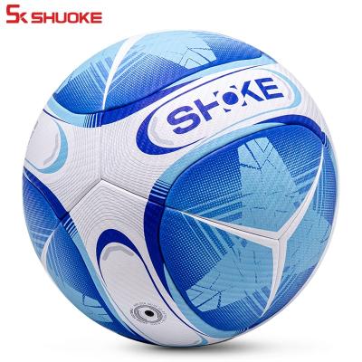 China Quality Size 5 Soccer Bule Ice Pu Material Eco - Friendly Training Soccer Ball With Customized Logo for sale