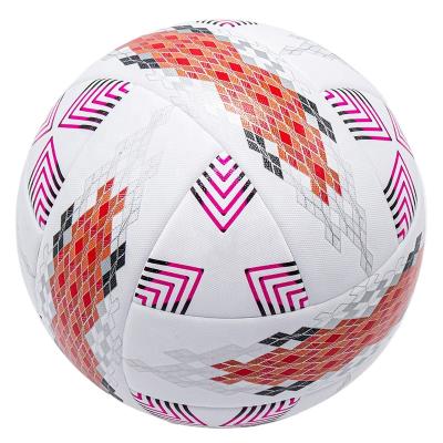 China 0.5mm PU Leather + 3mm EVA Foam + Bladder Patched Europe Good Selling Promotion Match Football REACH/BSCI Desntiny Official Red Screen Printin Soccer Ball for sale