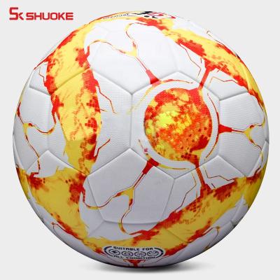 China Custom Team Sporting Games Good Price Logo Official Size Printing PU Leather PVC Heat Bonding Soccer Ball for sale