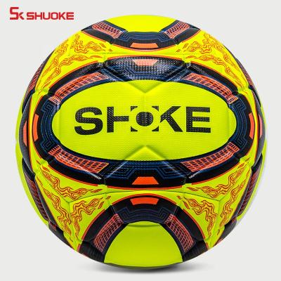 China Soccer Traning PU Machine Pitched Football Training Size 5 Soccer Ball OEM Cheap Yellow Earth Soccer Balls for sale