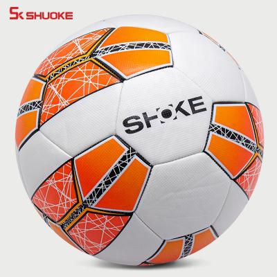 China Football Traning Machine Wholesale PU Soccer Ball 0.6MM Stitching Leather PU +TPE Foam + Rubber Bladder Size 5 FOOTBALL for sale