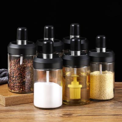 China yiehoom stocked customize logo kavanoz spice jar black lid organizer condiment container holder porta rotating condimentos herb and spice t for sale