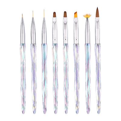 China NAIL Private Label OEM Nail Art Pen Crystal Resin Handle Nylon Hair Manicure Gel Brush, Liner Brush and 3D Nail Art Brush for sale