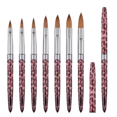 China Wholesale 7 Size Leopard Pattern Handle Kolinsky Sand Hair Manicure Acrylic Nail Art Brush Acrylic Pen for sale