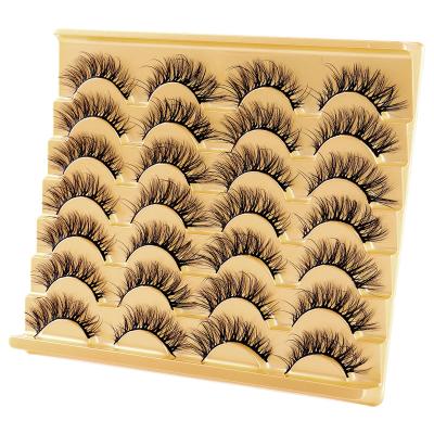 China Thick Hair False Eyelashes 14 Pairs Packing Natural Fluffy Tapered Fairy Mink Lashes Cat Eye Butterfly Look Eyelashes for sale