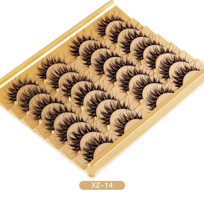 China Thick Hair Waterproof Reusable False Eyelashes 14 Pairs Packing Cotton Soft Strip Lashes Butterfly Fairy Lashes for sale