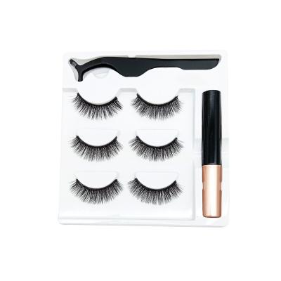 China Waterproof Custom Magnetic False Eyelashes Set With Magnetic Eyeliner And Lash Tweezers for sale