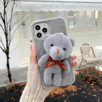 China Hot Selling Cool Cute Plush Toy Waterproof Anti-fall 3d Cartoon Mobile Phone Case For Iphone 11 12 Mini Pro Max For Samsung for sale