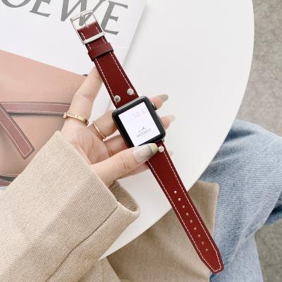 China Young And Energetic Hot Sale Women Leher 42Mm Wchband 44 Mm Strap Genuine Apple Series 1 Watch Band 2 3 4 Handmade High Quality Leather for sale