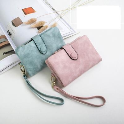 China Waterproof Matte Women Clutch Bag with Cute Zipper Latch Ladies Wallets and Purses for Girls Triple Coin Purse Card Case Leather Holder for sale