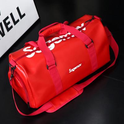 China 2021 New Fashion Design Black Custom Logo Women Travel Bag Duffle Leather Bag For Men for sale