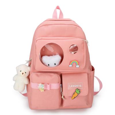 China 2021 New Design Waterproof Nylon School Bags For Girls 5 Pcs Set Backpack Women College Backpack Leisure Waterproof Bag for sale