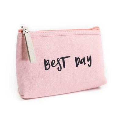 China Hot Selling Women Letters Makeup Bag Travel Necesery Bag Eco-Friendly Zipper Cosmetic Organizer Canvas Cosmetic Bag For Cosmetics for sale