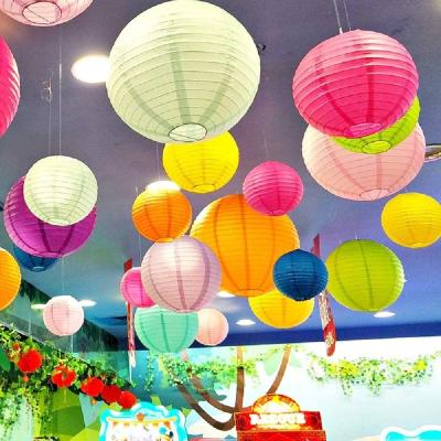 China Custom Size China Colorful Party Festival Home Decoration Cloth Around Chinese Hanging Paper Lantern for sale