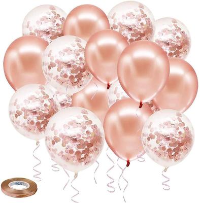 China Decoration Rose Gold Confetti Latex Balloons, Birthday Festival Balloons for Party Wedding Bridal Shower Decorations for sale