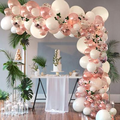 China Festival Decoration Pink and White Latex Color Balloon Combination Wedding Party Decoration Metallic Balloons for sale