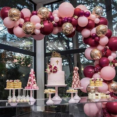 China Festival Decoration 102pcs Wine Red Rose Balloon Chain Rose Series Balloon Set Birthday Party Decoration for sale