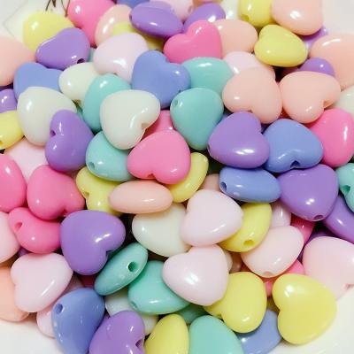 China Glass Beads For Jewelry Making DIY Set Kit Wholesale 12mm Mixed Color Candy Heart Shape Acrylic Beads Components Beads For Kids DIY Making for sale