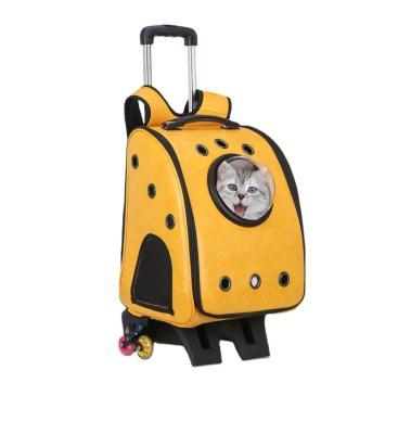 China Hot Selling Large Capsule Pet Backpack Foldable Soft Sided Portable Pet Trolley Pet Trolley Bag Carrier Dog Carrier Pu Pu Bag for sale