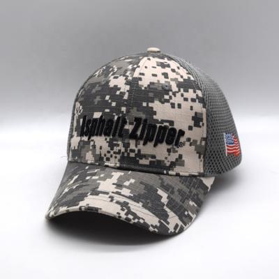 China Customized Camouflage Baseball Trucker Hat Casual Breathable Navy Camouflage Mesh Hat Sandwich Trucker Hat for sale