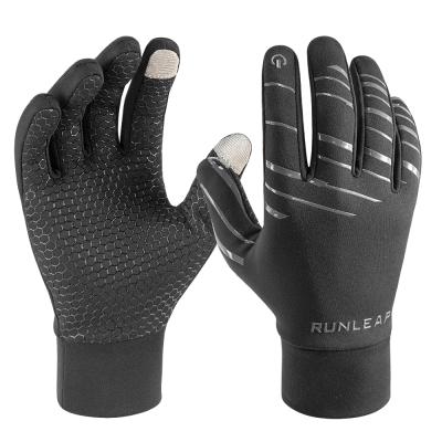 China Customized Slim Jogging Recycling Walking Backpacking Glove Breathable Fitness Screen Full Contact Finger Running Gloves for sale