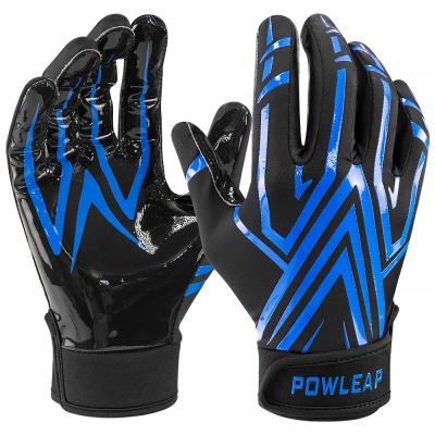 China New Light Weight Adult Receiver Gloves Youth Silicone Feel Grip American Football Sport Soft Comfortable Wholesale Receiver Gloves Custom for sale