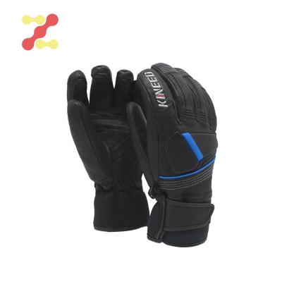 China Warmest Winter Pre-Curved Touch Screen Windproof Genuine Leather Racing Gloves for sale