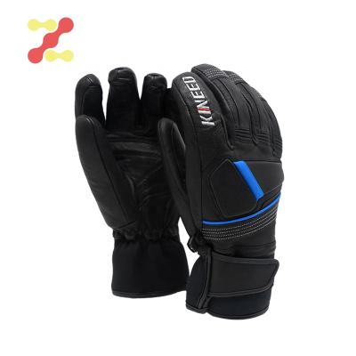 China Pre-curved Mens Genuine Leather Touch Screen Ski Snowboard Racing Gloves for sale