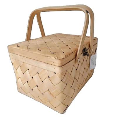 China China factory direct high quality wood waste picnic box storage basket picnic lunch box for sale